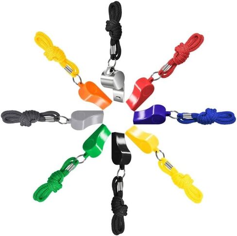 Pilarmuture Plastic Whistles, Multicolor Sports Whistles with Lanyard, Loud Crisp Sound Whistle Bulk Ideal for Coaches, Referee, Lifeguard, School, Soccer, Emergency(8 Pcs) in Saudi Arabia