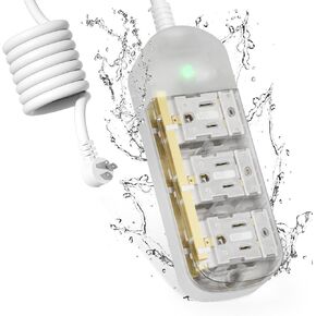 Outdoor Power Strip Weatherproof 6 FT Outdoor Extension Cord Waterproof Surge Protector Power Strip, Shockproof, 3 AC Outlets, 1625W - for Camping, Home, Office, Garden, Dorm, FCC UL Listed