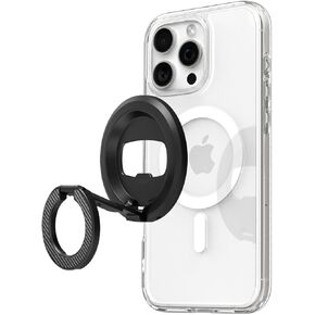 Spigen OM102 (MagFit) Magnetic Phone Holder Grip Double-Sided Magnet with Kickstand Bottle Opener Designed for MagSafe Compatible with iPhone 16/15/14/13/12 Series - Black