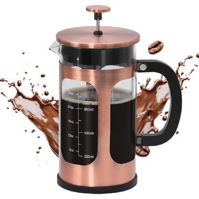 Panana French Press Coffee Maker 34oz Coffee Press, Cold Brew Coffee Tea Pot for Travel, Heat Resistant Thickness Borosilicate Glass French Press (230B-Copper)