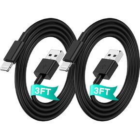 iPhone Charger Cable 10 ft 2Pack, [Apple MFi Certified] Extra Long Lightning Cable Fast Charging 10 Foot, USB iPhone Charger Cord 10 feet for iPhone 14/13/12/11 Pro Max SE XR XS X 8 7 6, iPad-Black