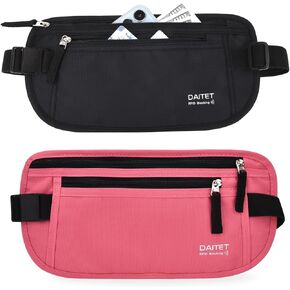 Travel Money Belt for Men and Women Black Pink