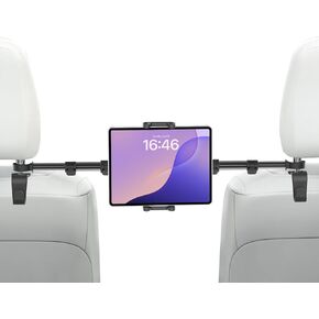 Car Headrest Tablet Holder Mount, [Metal Extendable Arm] Tablet Holder for Back Seat, Anti-Shake Road Trip Essentials for Kids, Fits for iPad Pro, Air, Mini, Galaxy Tabs, Fire 4-13" Devices