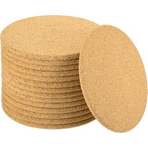 uxcell 5 Pcs Cork Coaster for Drink, 100mm/3.94inch Round Edges Absorbent Reusable Cork Mats Blank Coasters for Wine Glass Cup Mug DIY Crafts (5mm Thick)