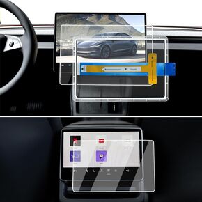 2025 Tesla Model Y Screen Protector - For 2025 Tesla Model Y Juniper/2024-2025 Model 3 Highland 15.4-Inch Navigation Screen & 8-Inch Rear Screen - 2 Pcs 9H Tempered Glass Matte 2025 Model Y/Model 3 Accessories With Alignment Kit(Matte Finish)