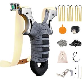 Professional Slingshot Set, Sport Outdoor Slingshot with 6 Rubber Bands 100 Clay Balls and 100 Steel Balls and Application Tips Instructions