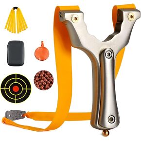 Precision Slingshot Set for Outdoor Sports and Hunting - Complete Practice and Competition (Stainless Steel High Precision Slingshot)