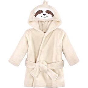 Hudson Baby Unisex Baby Plush Animal Face Bathrobe, Sloth, 0-9 Months (Pack of 2)