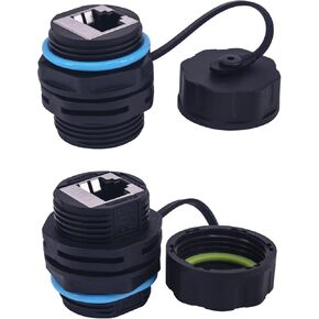 Waterproof CAT6 RJ45 Panel Mount Coupler,Lonlonty IP68 Shielded Industrial Panel Mount Bulkhead Ethernet LAN Pass Through Connector,Female to Female Feed Thru Coupler RJ45 Waterproof Connector 2PACK