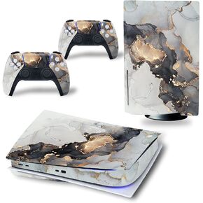 Skin Sticker for PS5 Disc Console and Wireless Controller, Protective Vinyl Decal Marble Design Cover Wrap Game Accessories