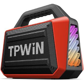 Portable Bluetooth Speakers - Wireless Jobsite Speaker 80W Peak, TWS, Light Shows, Loud Speaker with Deep Bass, BT 5.3, IPX6 Waterproof, 20H Playtime for Outdoor Beach Camping Travel - Yellow