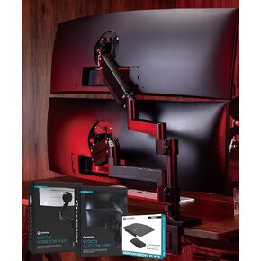 ذراع مراقبة مزدوجة الثقيلة مع لوحة التعزيز لمراقضات Ultrawide تصل إلى 57 "و 44 رطلاً ، وهي شاشة مزدوجة من أجل شاشة مكدسة مزدوجة 49 بوصة