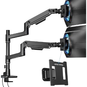 ARES WING Dual Monitor Arm & VESA Adapter for Samsung Neo G9, G65B, G70A, G75T, G85NB, CRG9, CHG9, CHG90, and Odyssey G9 Monitors