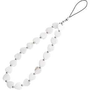 White Mobile Phone Chain Mobile Phone Lanyard,Female Jewelry Phone Case Phone Strap Simple Key Chain Shell Beaded Pendant Phone Charm Phones Accessories