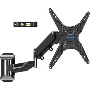 MOUNTUP Height Adjustable TV Wall Mount for 26-55 Inch TVs, Gas Spring Full Motion Articulating TV Bracket with Smooth Swivel Tilt & Safe Corner Installation, 400x400mm VESA, 11-66 lbs, Matte Black
