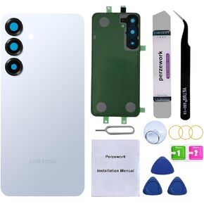 استبدال الزجاج الخلفي الخلفي لـ Samsung Galaxy S25+ Plus 6.7 بوصة مع مجموعة أدوات إعادة صياغة (Silver Shadow)