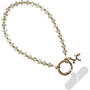 Clip and Go Phone Charms Strap (Bedazzled Clear) - Hands Free Phone Wrist Strap - Multifunctional Women’s Bracelet, Wrist Strap for Phone Case (Bedazzled Collection)