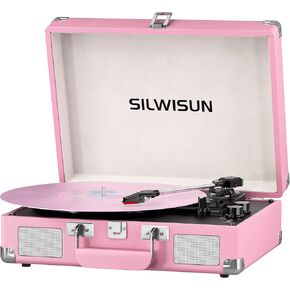 Portable Suitcase Turntable with 2000mAh – Belt-Driven Vinyl Record Player with Bluetooth USB-C RCA Out, Hi-Fi Sound for Home & Outdoor