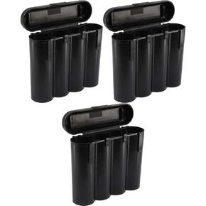 Birdz Set of 3 18650 & CR123A 4 Battery Holder Storage Case for 18650 Batteries - Black