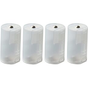 4 Pieces Battery Adapter Holder AA to D Battery Adapter Battery Converter 2 AA to 1 D Battery Converter Adapter Holder Battery Holder Case Box, White