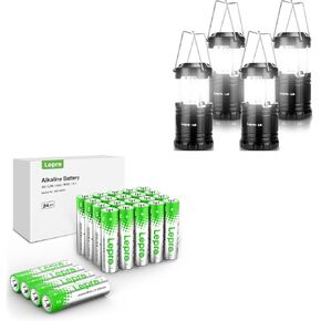 Lepro LED Camping Lanterns Battery Powered and Lepro AA Batteries 24 Pack