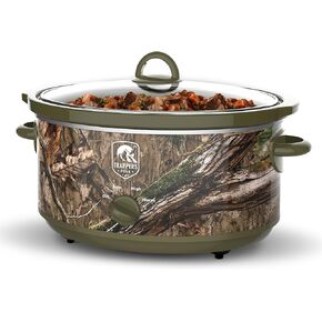 Peak's Peak 7 Quart Oval Slow Cooker Pot مع إعدادات الحرارة لأجهزة المطبخ ، والاستخدام العالي والطهي ، والأخضر التمويه