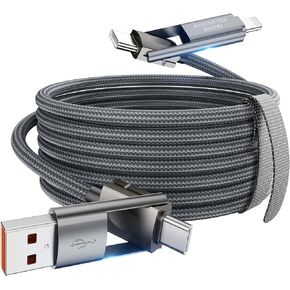 4 in 1 Charging Cable,240W USB to USB C Cable 10 ft,Fast Charging Multi Charger Cord with Type C/USB A/L Port for iPhone 16/15/14 Series MacBook iPad Pixel Samsung Switch PS5 Tablet and More