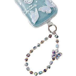 Beaded Phone Charm Sparkling Chain Wrist Strap Accessories,Fashion Women Bracelet Wristlet Strap With Tether Tab