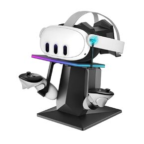 NARELECT Charging Dock for Meta Quest 3s/3/2 or Quest Pro: RGB Vertical Charging Station for Oculus Quest 3S/3, Charging Stand With 16-Color RGB Light and Brightness Adjustment, Type-C Charging Port