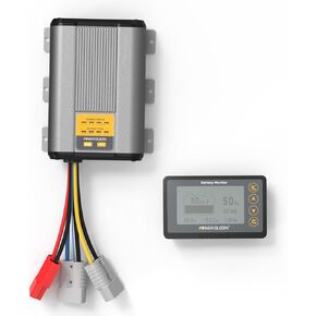 Power Queen 12V 40A DC to DC On-Board Charger+500A Battery Monitor with Shunt for RV, Home Solar System