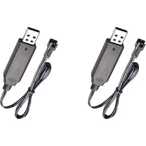 2 Pack 3.7V USB Charger Cable with JST SM 2P Plug Connector for Mini RC Car Boat Trucks Works with 3.7V Li-ion and Li-Po Battery