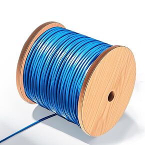 CAT7 S/FTP Ethernet Cable 500ft LAN ، فئة 7 كابل الشبكة 23 AWG 4 زوجًا من النحاس العاري الصلبة 750 ميجا هرتز 1000M 4 أزواج ملتوية ، مصنفة CMR ، محمية رقائق الألومنيوم (الأزرق)
