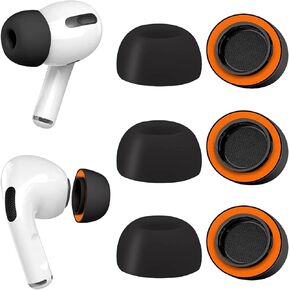 نصائح أذن رغوة الذاكرة لـ AirPods Pro و Airpods Pro 2 Silicone Shield ， نصيحة آمنة ، مريحة ، بديلة ، إلغاء أفضل للضوضاء ، 3 أطراف استبدال الأزواج (أسود ، كبير)
