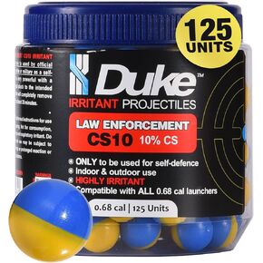 Duke LE CS10 Irritant Projectiles-Non Lethal Gun 68 Caliber Pepper Balls for Self Defense, Non Lethal Self Defense Weapons, Compatible w/Pepper Ball Launchers for Home & Personal Protection- 125Count