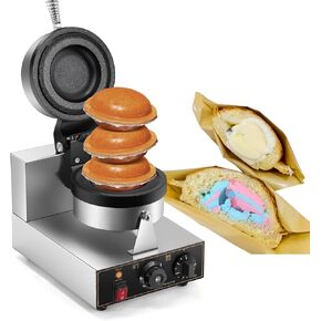Moongiantgo UFO Burger Waffle Maker, Ice Cream Filling Burger Machine With 0-5 Time & 50-300℃ Temp Control, Double-Sided Heating Hamburger Maker Non-Stick Gelato Panini Press For Home Kitchen (110V)