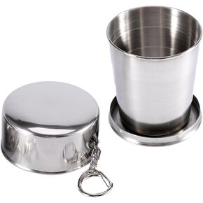 AYNEFY Collapsible Cup,Stainless Steel Telescopic Camping Mug Reusable Mug Portable Outdoor Travel Demountable Folding Cup with Keychain for Camping Hiking Travel(L)