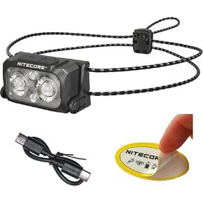 Nitecore NU25 MCT 400 Lumen Lightweight USB-C Rechargeble Outdoor Headlamp with Multiple Color Temperatures Warm Natural, Cold Lights and Red Light (Headband, Black)
