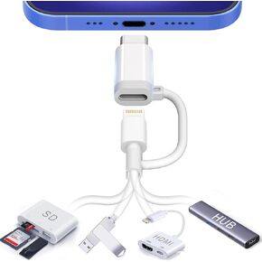 2 Pack Lightning to USB-C Data Conversion Adapter, Multiple Lightning Interface Device Conversions Suitable for iPhone 15 16 (Read Details Before Purchasing) SD Card Reader, Camera Converter