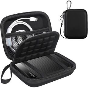 Lacdo Hard Drive Carrying Case for UnionSine Ultra Slim Portable External Hard Drive 250GB 320GB 500GB 750GB 1TB 2TB 4TB 5TB USB 3.0 HDD 2.5 Inch EVA Shockproof Travel Bag, Water Resistant, Black