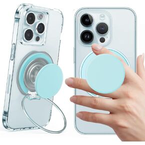 AUROX for MagSafe Phone Grip, Magnetic Phone Grips [Popup Comfortable Grip], Expandable Collapsible Phone Grip Stand Holder with Adjustable Kickstand, for iPhone 16 15 14 13 12 Series,TransparentBlack in Kuwait