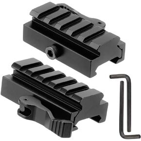 FAZee 2Pcs Picatinny Riser Mount, 5 Slots Low Profile Rail Riser Mounts Adaptor with QD Lever Quick Release, Suit for 20mm Scope Rings Optics Sights