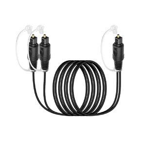 GELRHONR 1 in 2 Out Digital Optical Audio Cable Splitter, Toslink Digital Fiber Optic Audio Splitter with Hanging Dust Caps for TV, DVD, HDTV, Home Theater, Sound Bar, Amplifier (1.5M Male)
