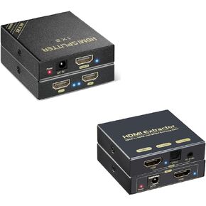 HDMI Splitter 1 in 2 Out + HDMI to Optical Audio Adapter