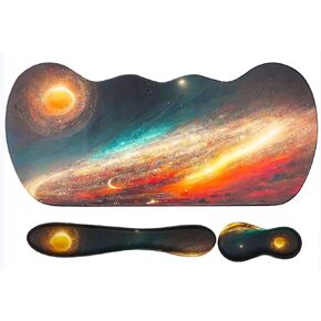 Keyboard Wrist Rest + Mouse Wrist Rest Pad,Ergonomic Durable Non-Slip Memory Foam Support for Office,Home,Gaming,Computer,Laptop,Easy Typing and Pain Relief,Starry Sky