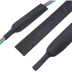1" 5FT 2:1 Ratio Heat Shrink Braided Sleeving Cord Management Sleeve for Office Home Computer Wire Organizer Protection Automotive Marine Cable Bundling Irregular Shape Hose