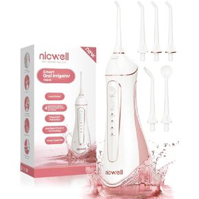 Nicwell Water Dental Flosser Teeth Pick - Cordless Portable 4 Modes Rechargeable Flossers Oral Irrigator IPX7 Waterproof Travel Gum Floss Cleaner Deep Cleaning Flossing Picks for Home Daily Shower
