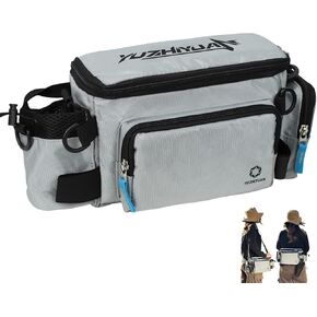 Small Fishing Bag with Rod Strap, Small Tackle Bag – Tackle Boxes & Gear,Portable & Lightweight, Move Freely, Cast Smoothly - Fishing Gifts for Men (Large - Light Grey)