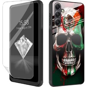 بالنسبة إلى Samsung Galaxy A53 5G Case مع واقي الشاشة ، فإن القشرة الزجاجية المقسّرة قذيفة ناعمة الصدمة السيليكون الناعمة حماية كاملة للخدمة الشاقة لـ Samsung A53 5G Case 6.5 بوصة ، فيل مذهب