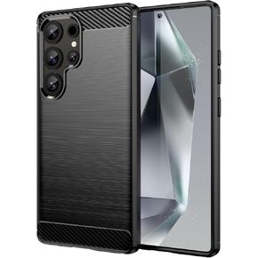 for Samsung Galaxy S25 Ultra 5G Phone case, Shockproof, Scratch Resistant Carbon Fiber Jacket, Soft TPU, for Galaxy S25 Ultra 5G case (Black)