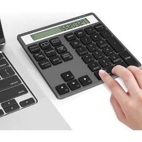 Numeric Keypad Bluetooth Number Pad - with Display Calculator Bluetooth Wireless Numpad Keyboard 2 in 1 Data Entry + Calculation, Slim 34 Keys External Number Keypad for Laptop Macbook Mac Surface PC